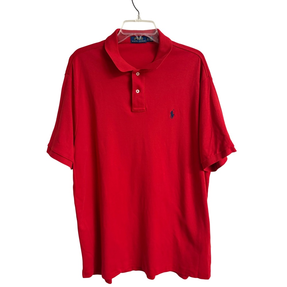 Polo Ralph Lauren Men Red Cotton Short Sleeve Polo Shirt XL Preppy Casual